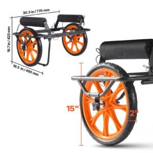 kayak cart, 330 lbs load capacity, canoe cart dolly with 15 inch solid rubber tires & kickstand, assembles & disassembles within seconds, paddle board trolley for kayaks, canoes, paddleboards