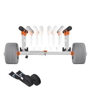 Kayak Cart, 350 lbs Load Capacity, Kayak Trolley with 12-inch Inflatable PU Tires & 2 Straps, Assembles & Disassembles Within Seconds, Paddle Board Trolley for Carrying Kayaks and Canoes