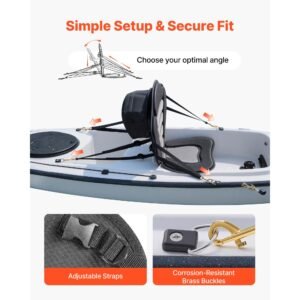 kayak seat, 1 pack 0.5" thick, universal paddle board seat with back support, sit on top soft padded cushion with storage bag & adjustable straps for sup, canoe, fishing boat, inflatable kayak