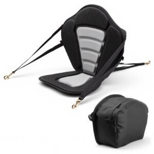 Kayak Seat, 1 Pack 0.5" Thick, Universal Paddle Board Seat with Back Support, Sit-on-Top Soft Padded Cushion with Storage Bag & Adjustable Straps for SUP, Canoe, Fishing Boat, Inflatable Kayak