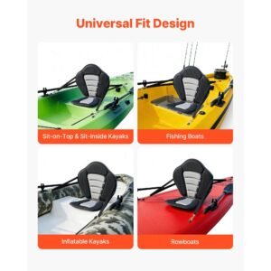 kayak seat, 1 pack 0.5" thick, universal paddle board seat with back support, sit on top soft padded cushion with storage bag & adjustable straps for sup, canoe, fishing boat, inflatable kayak