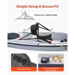 kayak seat, 1 pack 1" thick, universal paddle board seat with back support, sit on top soft padded cushion with storage bag & adjustable straps for sup, fishing boat, inflatable kayak, rowboat