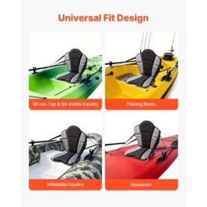 kayak seat, 1 pack 1" thick, universal paddle board seat with back support, sit on top soft padded cushion with storage bag & adjustable straps for sup, fishing boat, inflatable kayak, rowboat