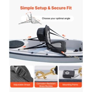 kayak seat, 2 pack 2" thick, universal paddle board seat with back support, sit on top soft padded cushion with storage bag & adjustable straps for sup, canoe, fishing boat, inflatable kayak