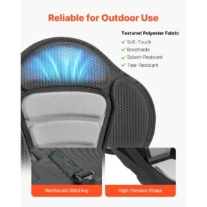 kayak seat, 2 pack 2" thick, universal paddle board seat with back support, sit on top soft padded cushion with storage bag & adjustable straps for sup, canoe, fishing boat, inflatable kayak