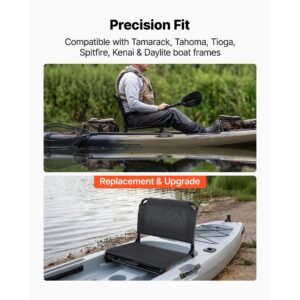 kayak seat, folding kayak seat with comfortable back support, aluminum alloy frame & 600d oxford fabric, easy assembly for paddling, fishing and recreational kayaking