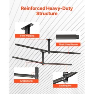 kayak storage rack for 2 kayaks, holds up to 250 lbs, heavy duty adjustable ceiling rack for garage ceiling mount, overhead garage storage hanger for canoe, ladder, sup, surfboard & paddleboard
