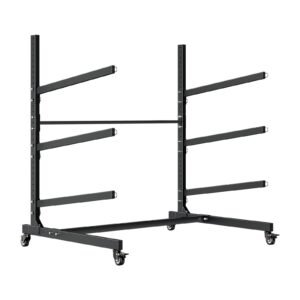 Kayak Storage Rack for 3 Kayaks, Holds 200 lbs, Heavy Duty Adjustable Freestanding Stand with Lockable Wheels for Indoor Outdoor Garage Shed Dock, Holder for Canoe, SUP, Surfboard & Paddleboard