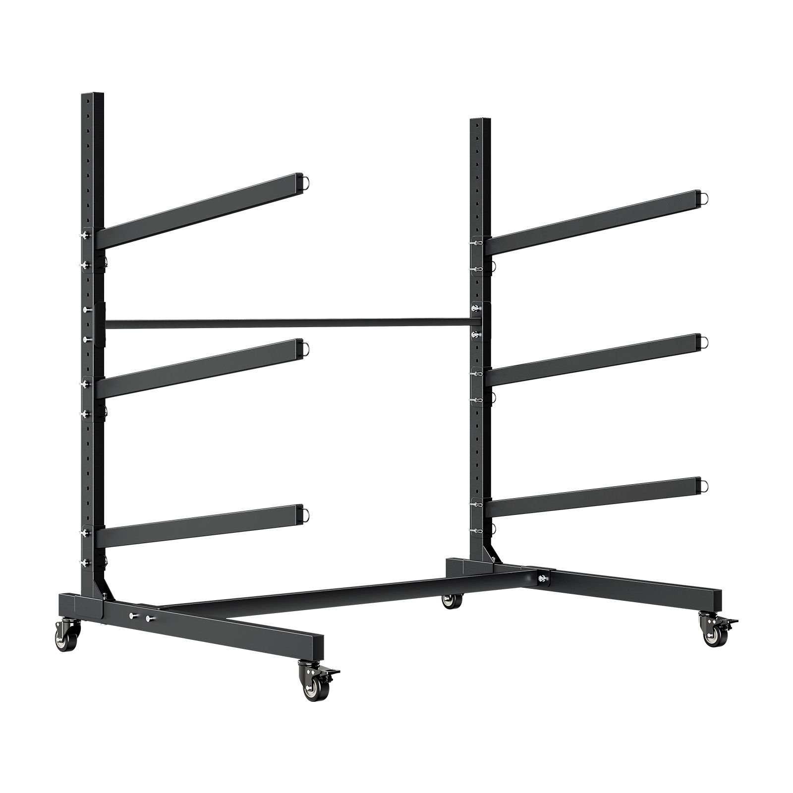 kayak storage rack for 3 kayaks, holds 200 lbs, heavy duty adjustable freestanding stand with lockable wheels for indoor outdoor garage shed dock, holder for canoe, sup, surfboard & paddleboard