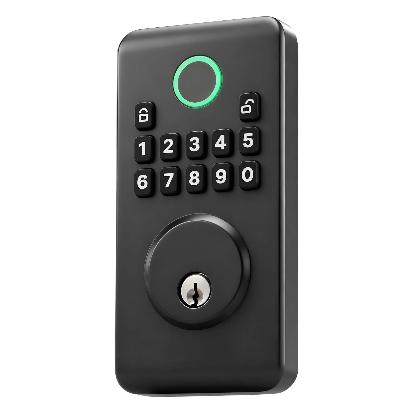 keyless entry door lock, electronic deadbolt with customizable user codes, pioneering easy grip design, keyed entry, auto lock, anti peeking password, backlit keypad, for home, matte black