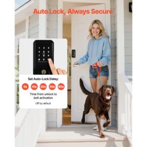 keyless entry door lock, touchpad electronic deadbolt with ic card, customizable user codes, keyed entry, auto lock, anti peeking password, backlit, easy installation, for home, matte black