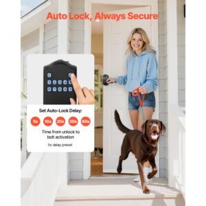 keyless entry door lock with handle, electronic lever door handle with keypad, customizable user codes, keyed entry, auto lock, anti peeking password, backlit keypad, for home, matte black