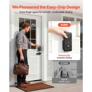 keyless entry door lock with handle set, electronic keypad deadbolt with lever handles, pioneering easy grip design, customizable user codes, keyed entry, auto lock, anti peeking, matte black