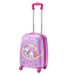 Kids Luggage Set, 5 Piece, 18 Inch Hardside Rolling Wheels Suitcase with Backpack & U-shape Pillow, Unicorn Kids Carry on Luggage Set, Holiday Birthday Gift for Girls Boys, Airline Approved