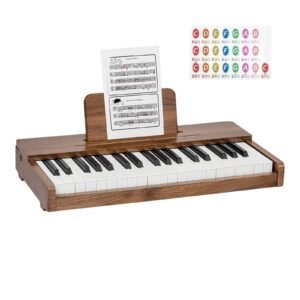 Kids Piano Keyboard, 37 Keys Wooden Digital Piano for Kids, Mini Music Educational Instrument Toy with Realistic Sound, Dual Power, Adjustable Volume for Toddlers, Boys Girls Learning,Walnut