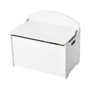 Kids Storage Bench, Wooden Toy Box Chest with Backrest, Large Storage Cabinet with Safety Hinge, Toddlers Storage Bench for Playroom, Living Room or Entryway, 23.5 x 14.5 x 21.46 in, White
