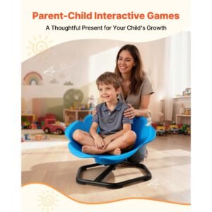 kids swivel chair, 220 lbs capacity, cylinder shape sensory spinning chair, autistic kids sensory toy seat with non slip metal base, toddler sit & spin seat for coordination balance focus, blue