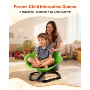 kids swivel chair, 220 lbs capacity, cylinder shape sensory spinning chair, autistic kids sensory toy seat with non slip metal base, toddler sit & spin seat for coordination balance focus, green