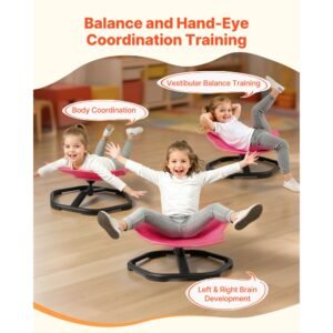 kids swivel chair, 220 lbs capacity, elephant shape sensory spinning chair, autistic kids sensory toy seat with non slip metal base, toddler sit & spin seat for coordination balance focus, red