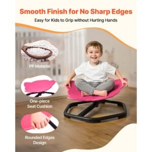 kids swivel chair, 220 lbs capacity, elephant shape sensory spinning chair, autistic kids sensory toy seat with non slip metal base, toddler sit & spin seat for coordination balance focus, red