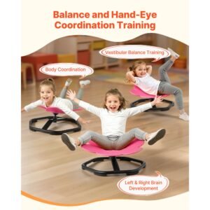 kids swivel chair, 220 lbs capacity, flower shape sensory spinning chair, autistic kids sensory toy seat with non slip metal base, toddler sit & spin seat for coordination balance focus, rose