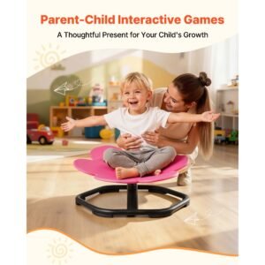 kids swivel chair, 220 lbs capacity, flower shape sensory spinning chair, autistic kids sensory toy seat with non slip metal base, toddler sit & spin seat for coordination balance focus, rose