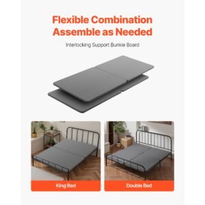 king size bunkie board, 1.5 in bed board slats with 200d oxford cloth, wooden mattress support for king size bed, easy assembly support under mattress, 4 piece, gray