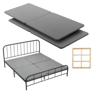 King Size Bunkie Board, 1.5 in Bed Board Slats with 200D Oxford Cloth, Wooden Mattress Support for King Size Bed, Easy Assembly Support under Mattress, 4 Piece, Gray