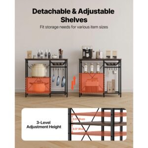 kitchen bakers rack, 35.4 inch width bakers rack, kitchen stand with x shaped support bar, 5 s shaped hooks, multi layer storage shelf, coffee bar stand for dishes & bowls, spice bottles
