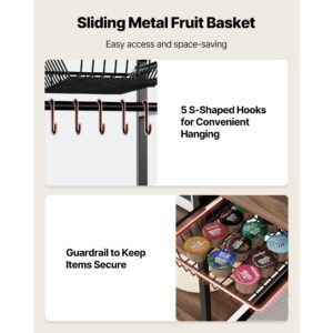 kitchen bakers rack, 35.4 inch width bakers rack, kitchen stand with x shaped support bar, 5 s shaped hooks, multi layer storage shelf, coffee bar stand for dishes & bowls, spice bottles