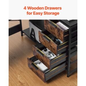 l shaped computer desk, 59 inch reversible corner gaming desk with drawers & storage shelves, modern stylish pc table sturdy work workstation for home office easy to assembly