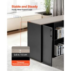 l shaped executive desk, large modern office table with drawers & storage cabinet, heavy duty wooden executive table with cpu stand, 350 lbs load capacity, easy assembly, for work study writing