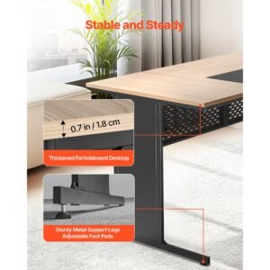 l shaped executive desk, modern reversible office table with drawers & storage cabinet, heavy duty large wooden executive table, 350 lbs load capacity, easy assembly, for work study writing