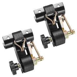 Ladder Rack Ratchet Straps, 1.87-2 in Black Round Tube Mount, 1.5 in Wide x 7.4 ft Long Black Ladder Rack Straps with Double J-Hooks, 500 lbs Load Heavy Duty, Cargo Buckle Lock Strap (2 Pack)
