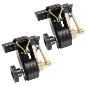 Ladder Rack Ratchet Straps, Black Square Tube Mount, 1.5 in Wide x 7.4 ft Long Black Ladder Rack Straps with Double J-Hooks, 500 lbs Load Heavy Duty, Cargo Buckle Lock Strap (2 Pack)