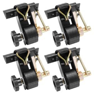 ladder rack ratchet straps, black square tube mount, 1.5 in wide x 7.4 ft long black ladder rack straps with double j hooks, 500 lbs load heavy duty, cargo buckle lock strap (4 pack)