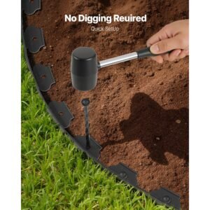 landscape edging, 20 ft x 2 in plastic garden border edging with 120 spikes, no dig, flexible lawn edgings roll, uv resistant mini fence borders pathway edgings for flower beds yard paver