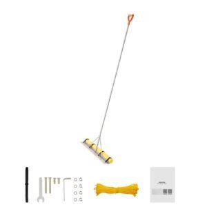 Landscape Rake, 36 inch Wide Head 133 inch Handle, Large Heavy Duty Aluminum Landscaping Leaf Rake Tool, Asphalt Level for Loosening Soil, Garden & Yard, Pond Gravel & Beach Lawn Care, 52ft Rope