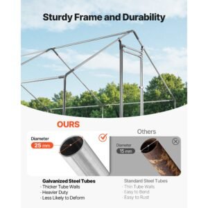 large metal chicken coop, 9.8 x 9.8 x 6.6 ft, walk in chicken run house with waterproof cover & sturdy frame, spire roof poultry cage duck pen for rabbit hen goose outdoor backyard farm use