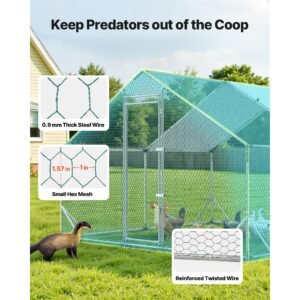 large metal chicken coop, 9.8 x 9.8 x 6.6 ft, walk in chicken run house with waterproof cover & sturdy frame, spire roof poultry cage duck pen for rabbit hen goose outdoor backyard farm use