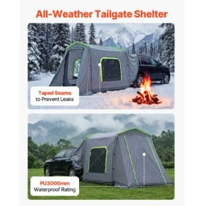 large suv tent for 5–9 person, 10.6 x 8 ft all season suv tailgate tent with ventilated door & mesh windows, pu3000mm waterproof dual use car rear hatch tents for outdoor camping hiking
