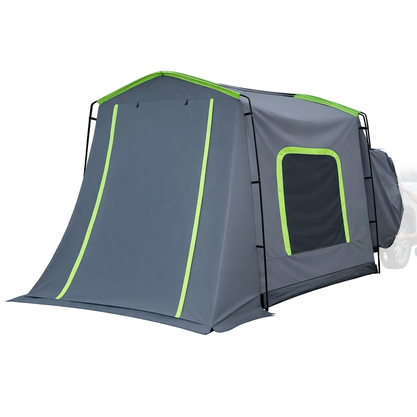 large suv tent for 5–9 person, 10.6 x 8 ft all season suv tailgate tent with ventilated door & mesh windows, pu3000mm waterproof dual use car rear hatch tents for outdoor camping hiking