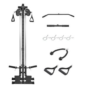 LAT Pull Down Machine, 3-in-1 Row Cable Machine, Cable Machines Home Gym with 18-Level Height Adjustment, Wall-Mount Design, Load 500 lbs Lat Tower for Full-Body Workouts, Single-Arm Training