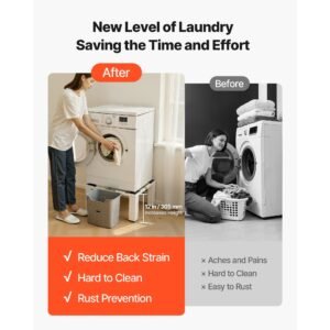 laundry pedestal, 12 in height, washer and dryer pedestals with 1200 lbs weight load capacity, 18.7 31 in adjustable, non slip feet, heavy duty steel washing machine stand universal fit, white