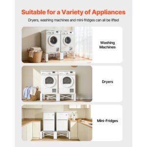 laundry pedestal, 12 in height, washer and dryer pedestals with 700 lbs weight load capacity, non slip feet, 28.3 x 28.3 in washing machine stand universal fit, white, 2 pack