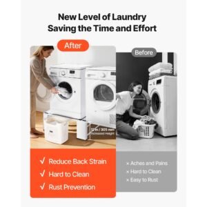 laundry pedestal, 12 in height, washer and dryer pedestals with 700 lbs weight load capacity, non slip feet, 28.3 x 28.3 in washing machine stand universal fit, white, 2 pack
