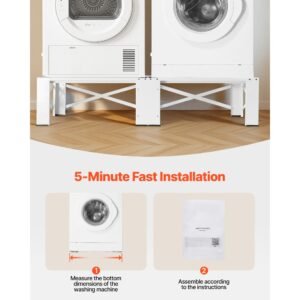 laundry pedestal, 12 in height, washer and dryer pedestals with 700 lbs weight load capacity, non slip feet, 28.3 x 28.3 in washing machine stand universal fit, white, 2 pack