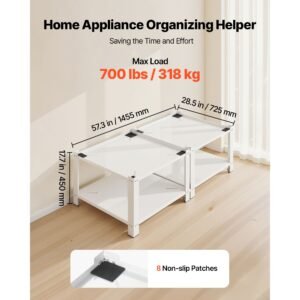 laundry pedestal, 16.1 in height, 27.5 x 27.5 in washer and dryer pedestals with storage shelf, 700 lbs load capacity, non slip feet, washing machine stand universal fit, white, 2 pack