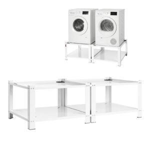 Laundry Pedestal, 16.1 in Height, 27.5 x 27.5 in Washer and Dryer Pedestals with Storage Shelf, 700 lbs Load Capacity, Non-Slip Feet, Washing Machine Stand Universal Fit, White, 2 Pack