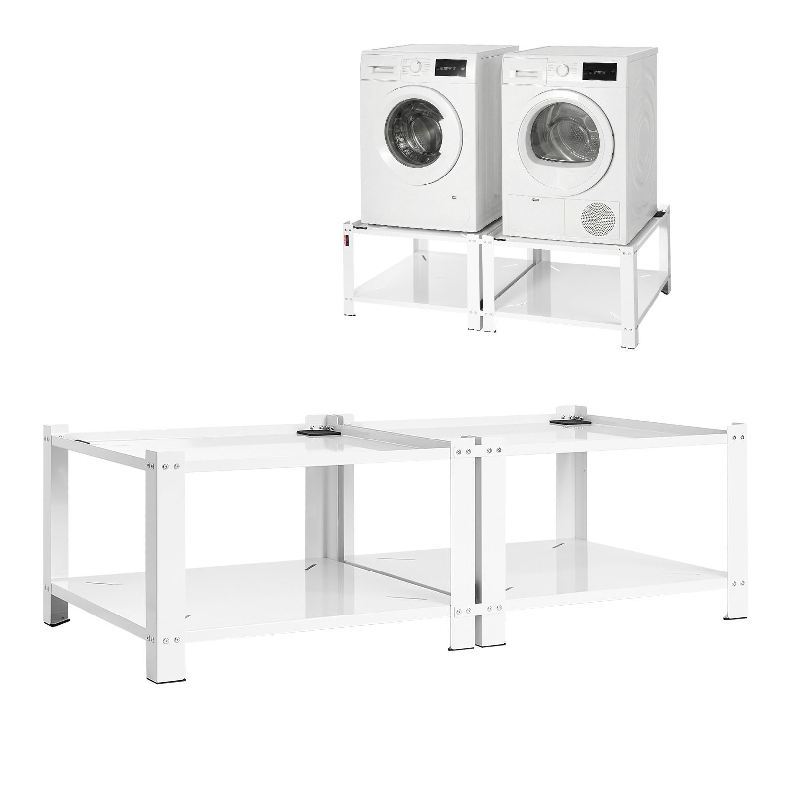 laundry pedestal, 16.1 in height, 27.5 x 27.5 in washer and dryer pedestals with storage shelf, 700 lbs load capacity, non slip feet, washing machine stand universal fit, white, 2 pack